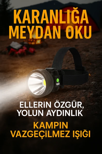 Başa Takılan LED Güçlü Arama Feneri 46 Saat Çalışma Süresi 3 Modlu - 5
