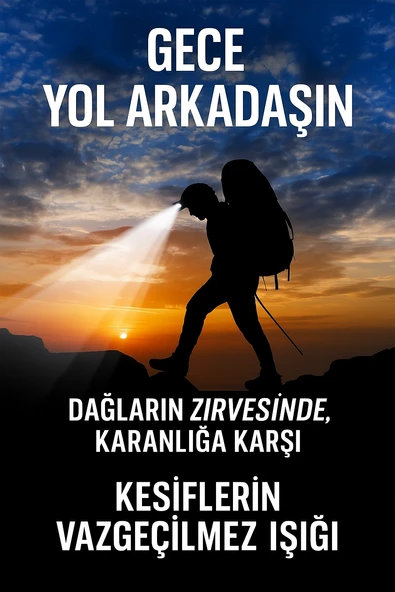 Başa Takılan LED Güçlü Arama Feneri 46 Saat Çalışma Süresi 3 Modlu - 4