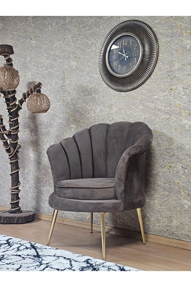 Tekli İstiridye Gold Kaplama Sivriltme Ayak Çay Seti Koltuk Tekli Berjer , Balkon, Salon, Ofis Kahverengi Renk 47 x 47 Boyut/Ebat - Resim 4