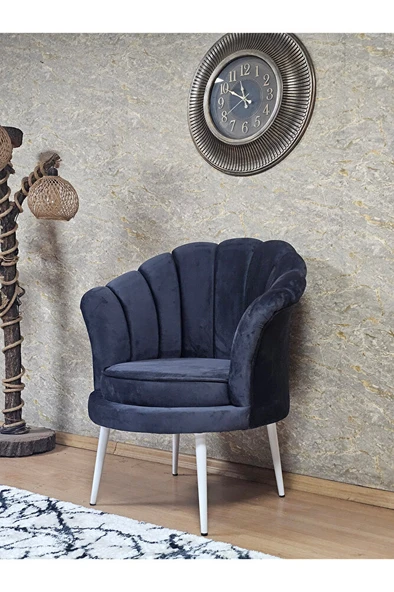 Tekli İstiridye Beyaz Boyalı Sivriltme Ayak Çay Seti Koltuk Tekli Berjer , Balkon, Salon, Ofis Füme Renk 47 x 47 Boyut/Ebat - Resim 4