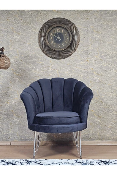 Tekli İstiridye Krom Kaplama Telli Ayak Çay Seti Koltuk Tekli Berjer , Balkon, Salon, Ofis Füme Renk 47 x 47 Boyut/Ebat - Resim 2