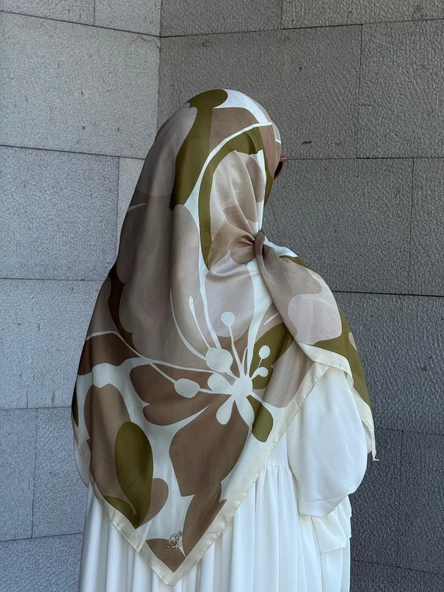 Pamuklu Vera Desen Eşarp-Vizon/Haki - 7