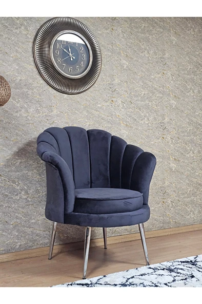 Tekli İstiridye Krom Kaplama Sivriltme Ayak Çay Seti Koltuk Tekli Berjer , Balkon, Salon, Ofis Füme Renk 47 x 47 Boyut/Ebat - Resim 3