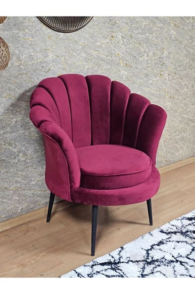 Tekli İstiridye Siyah Boyalı Sivriltme Ayak Çay Seti Koltuk Tekli Berjer , Balkon, Salon, Ofis Bordo Renk 47 x 47 Boyut/Ebat ürün görseli