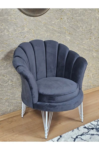 Tekli İstiridye Beyaz Boyalı Telli Ayak Çay Seti Koltuk Tekli Berjer , Balkon, Salon, Ofis Füme Renk 47 x 47 Boyut/Ebat ürün görseli