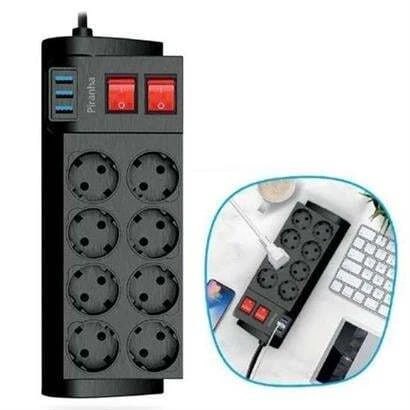 Isıya Dayanıklı Termal Akım Korumalı 2 Metre 16A 4000W 8li Priz ve 3 Usb Li Uzatma Kablosu - 3