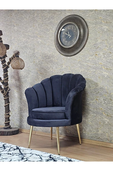 Tekli İstiridye Gold Kaplama Sivriltme Ayak Çay Seti Koltuk Tekli Berjer , Balkon, Salon, Ofis Füme Renk 47 x 47 Boyut/Ebat - 4