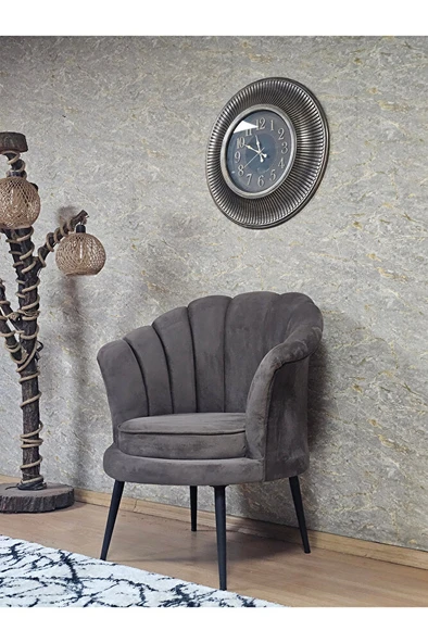 Tekli İstiridye Siyah Boyalı Sivriltme Ayak Çay Seti Koltuk Tekli Berjer , Balkon, Salon, Ofis Kahverengi Renk 47 x 47 Boyut/Ebat - 4