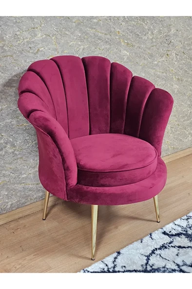 Tekli İstiridye Gold Kaplama Sivriltme Ayak Çay Seti Koltuk Tekli Berjer , Balkon, Salon, Ofis Bordo Renk 47 x 47 Boyut/Ebat ürün görseli