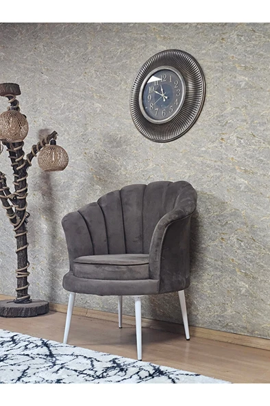 Tekli İstiridye Beyaz Boyalı Sivriltme Ayak Çay Seti Koltuk Tekli Berjer , Balkon, Salon, Ofis Kahverengi Renk 47 x 47 Boyut/Ebat - Resim 4