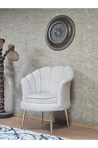 Tekli İstiridye Gold Kaplama Sivriltme Ayak Çay Seti Koltuk Tekli Berjer , Balkon, Salon, Ofis Krem Renk 47 x 47 Boyut/Ebat - Resim 4