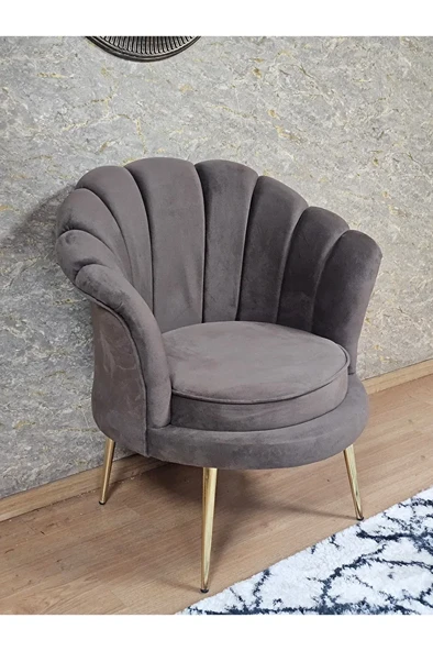 Tekli İstiridye Gold Kaplama Sivriltme Ayak Çay Seti Koltuk Tekli Berjer , Balkon, Salon, Ofis Kahverengi Renk 47 x 47 Boyut/Ebat ürün görseli