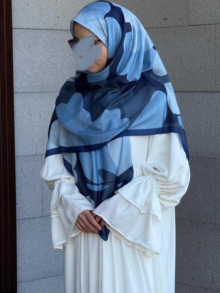 Pamuklu Vera Desen Eşarp-Lacivert - 7