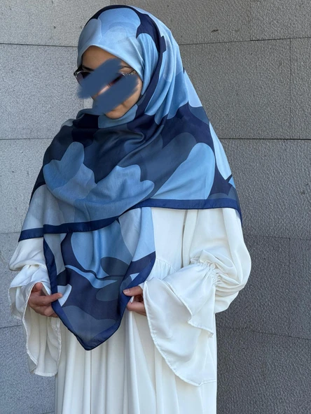 Pamuklu Vera Desen Eşarp-Lacivert - 6