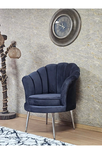 Tekli İstiridye Krom Kaplama Sivriltme Ayak Çay Seti Koltuk Tekli Berjer , Balkon, Salon, Ofis Füme Renk 47 x 47 Boyut/Ebat - Resim 4