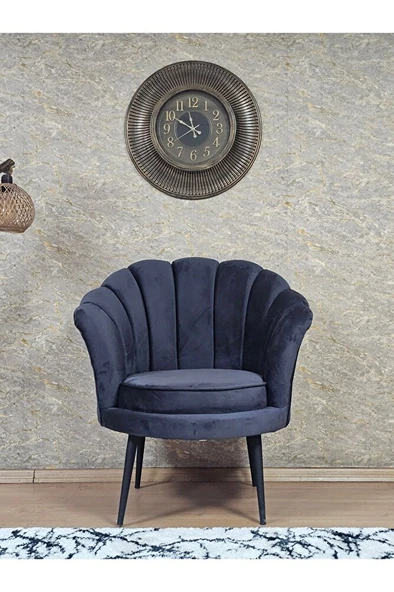 Tekli İstiridye Siyah Boyalı Sivriltme Ayak Çay Seti Koltuk Tekli Berjer , Balkon, Salon, Ofis Füme Renk 47 x 47 Boyut/Ebat - Resim 2