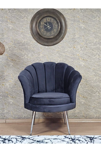 Tekli İstiridye Krom Kaplama Sivriltme Ayak Çay Seti Koltuk Tekli Berjer , Balkon, Salon, Ofis Füme Renk 47 x 47 Boyut/Ebat - Resim 2