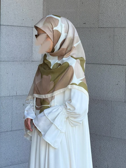 Pamuklu Vera Desen Eşarp-Vizon/Haki - 9