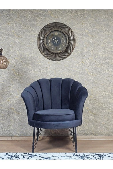 Tekli İstiridye Siyah Boyalı Telli Ayak Çay Seti Koltuk Tekli Berjer , Balkon, Salon, Ofis Füme Renk 47 x 47 Boyut/Ebat - Resim 2