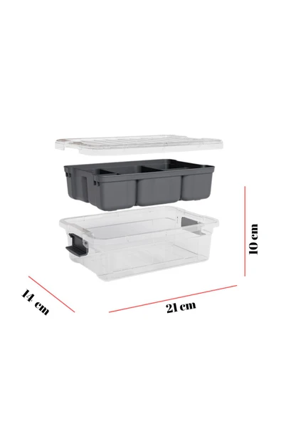 1,75 L Şeffaf Saklama Kutusu & Organizer Düzenleme Kutusu - Resim 6