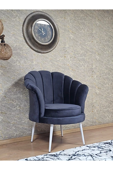 Tekli İstiridye Beyaz Boyalı Sivriltme Ayak Çay Seti Koltuk Tekli Berjer , Balkon, Salon, Ofis Füme Renk 47 x 47 Boyut/Ebat - Resim 3