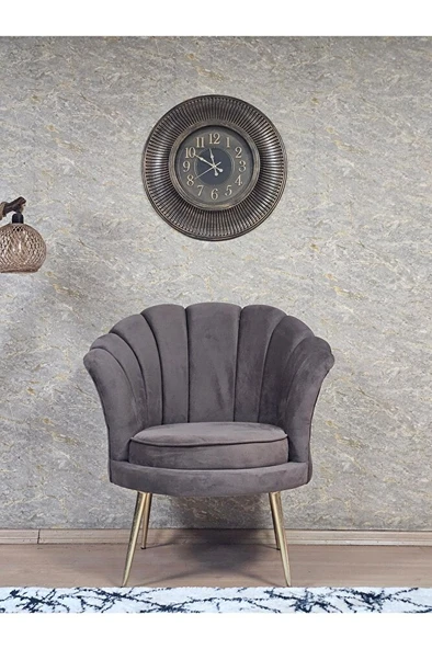 Tekli İstiridye Gold Kaplama Sivriltme Ayak Çay Seti Koltuk Tekli Berjer , Balkon, Salon, Ofis Kahverengi Renk 47 x 47 Boyut/Ebat - Resim 2