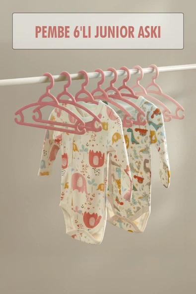 6’lı Bebek Askısı & Bebek Gardırop Askısı Pembe Set ürün görseli 1