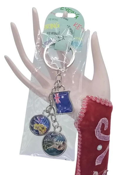 Avustralya Üçlü Epoksi Metal Çift Taraflı Damla Anahtarlık Australia - Resim 5