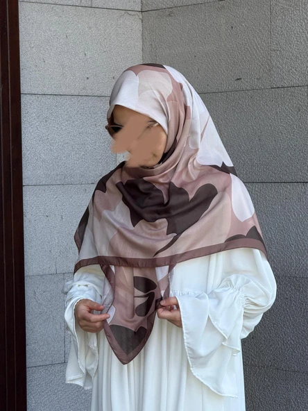 Pamuklu Vera Desen Eşarp-Kahve