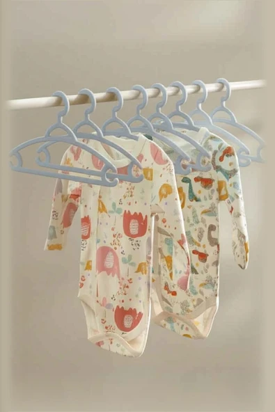 6’lı Bebek Askısı & Bebek Gardırop Askısı Gri Set - Resim 2