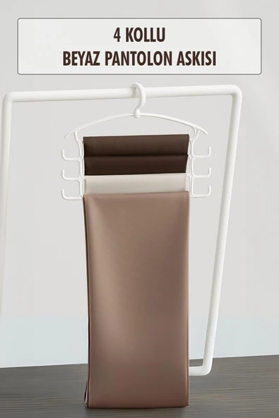 Beyaz Pantolon Askısı & Dolap Düzenleyici Askı