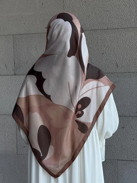 Pamuklu Vera Desen Eşarp-Kahve - 4