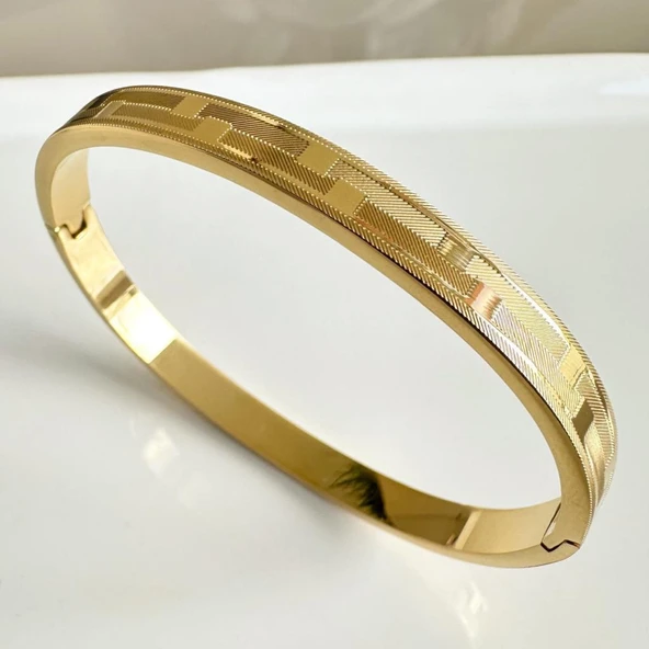 Geometrik Grek Çelik Kadın Bileklik