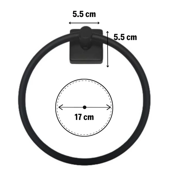 BUFFER® Kendiliğinden Yapışkanlı Siyah Paslanmaz Metal Yuvarlak Havluluk - Resim 5