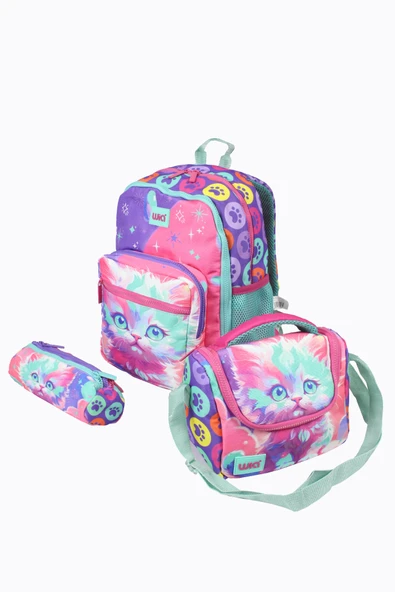 WIA SW026 Kedili - 3' Lü Okul Çantası Seti - Sırt Ve Beslenme Çantası + Kalemlik - 2