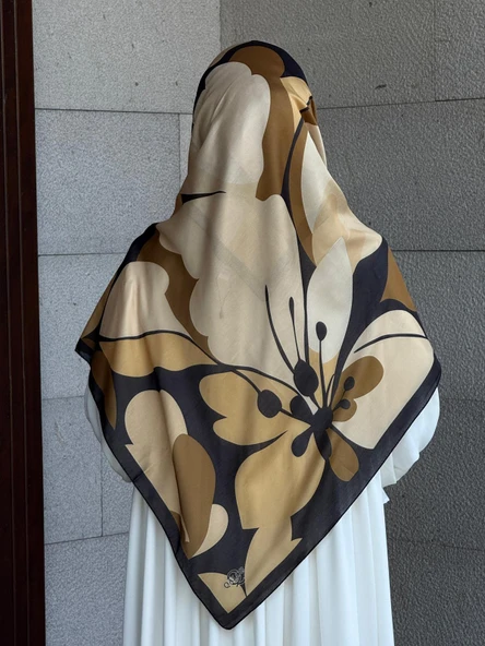 Pamuklu Vera Desen Eşarp-Siyah/Gold - 6