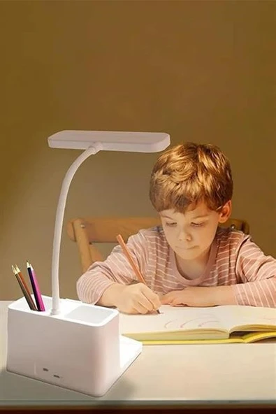 Kalemlikli USBli Dokunmatik 3 Kademeli 360 Derece Özel Göz Korumalı led Lityum Masa Lambası - 11