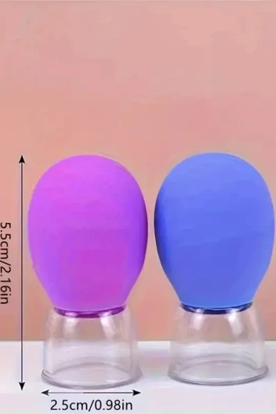 Vakum Emiş Masaj Kupaları – Yüz, Boyun, Çene, Kas & Eklem İçin Elektriksiz Masaj Aleti, Taşınabilir Çok Amaçlı Güzellik Aracı (Mor/Pembe/Mavi) - Resim 3