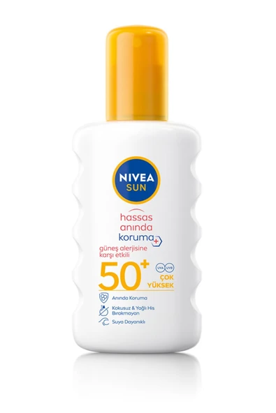 Nivea Sun Güneş Alerjisine Karşı Güneş Spreyi SPF 50+ – 200 ml | Hassas Ciltler İçin Yüksek Koruma | Suya Dayanıklı, Parfümsüz ürün görseli