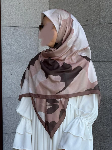 Pamuklu Vera Desen Eşarp-Kahve - 6