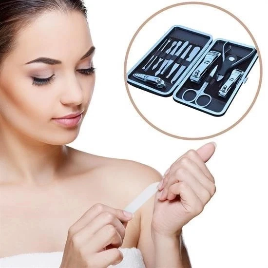 BUFFER® Çantalı Manikür Pensi Profesyonel ve Manikür Pedikür Seti 13 Parça Tırnak Eti İtici Ve Cımbı - 3