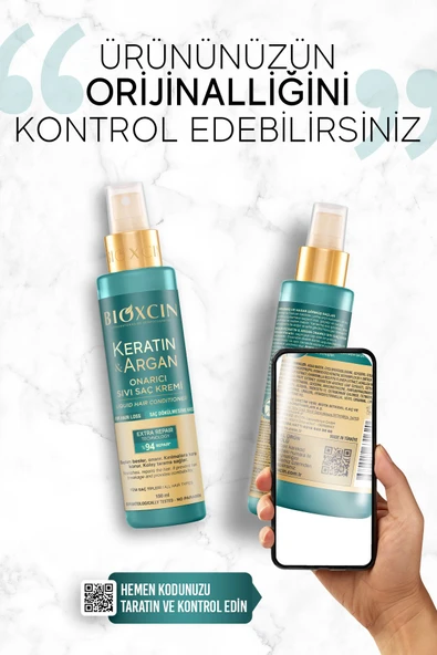BİOXCİN Keratin & Argan Onarıcı Sıvı Saç Bakım Kremi 150 ml - Yıpranmış Ve Hassas Saçlar - Resim 4