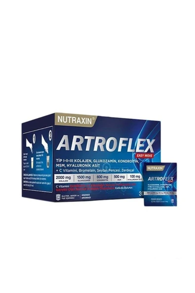 NUTRAXİN Artroflex Easy Move 30 Saşe Tip 1-2-3 Kolajen Glukozamin Kondroitin MSM İçeren Takviye Edici Gıda ürün görseli 1