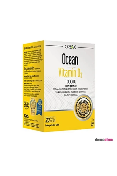 ORZAX Ocean Vitamin D3 1000 IU Sprey 20 ml ürün görseli 1
