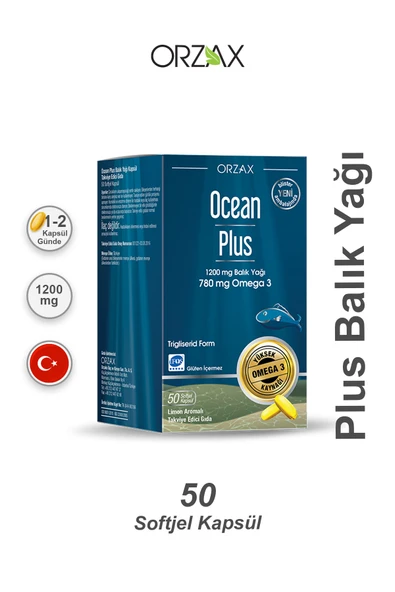 ORZAX Ocean Plus 1200 mg Omega 3 Balık Yağı 50 Kapsül ürün görseli 1