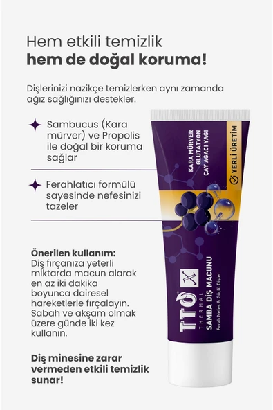 TTO Samba Diş Macunu 75 ml Ağız Kokusu Yarası ( Sls-florür Içermez) - Resim 5