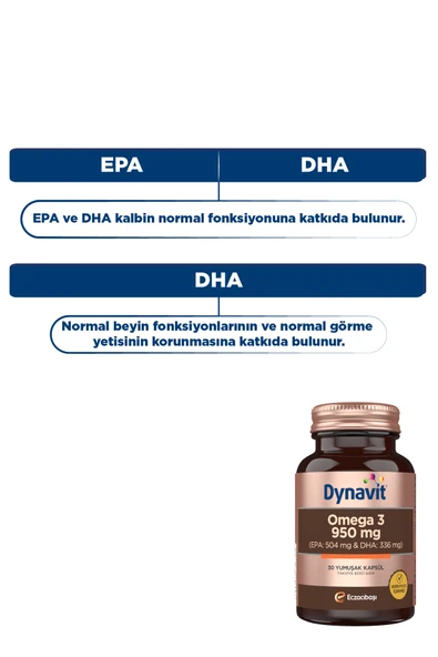 DYNAVİT Omega 3 950 mg 30 Yumuşak Kapsül - 1400mg Balık Yağı Yüksek EPA ve DHA - Resim 5