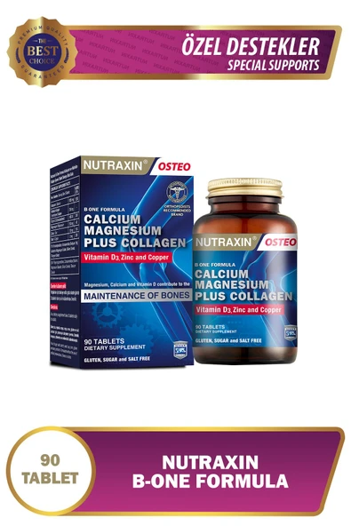 NUTRAXİN B One Formula 90 Tablet Kalsiyum Magnezyum Hidrolize Kolajen D Vitamini Çinko Bakır - 1