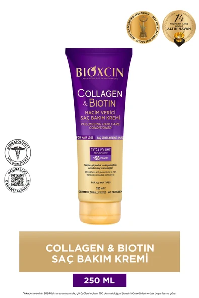 BİOXCİN Collagen & Biotin Ekstra Hacim Saç Kremi 250 ml - Kolajen Biotin Ince Seyrek Saçlar ürün görseli 1