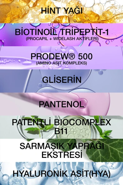 BİOXCİN Kaş Kirpik Serumu - Kolajen Hyaluronik Asit Hint Yağı Keratin Peptidleri B5 Biocomplex B11- - Resim 8